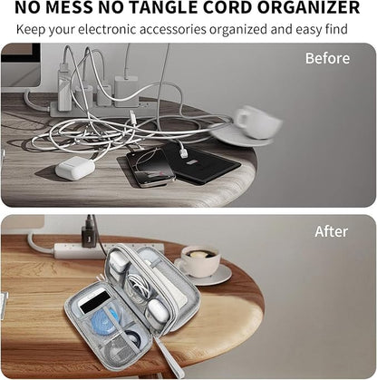 SMONT Cord Cable Organizer Travel Charger Bag Electronic Pouch Case Grey