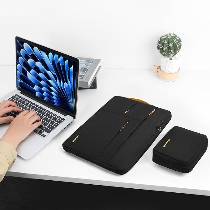 Omnpak for 13.6 inch MacBook Air Case Sleeve Compatible with MacBook Air 13.6 M4/M3/M2/M1,MacBook Pro 13-14 inch,Recycled PET Laptop Carrying Case with Handle and Accessory Pocket