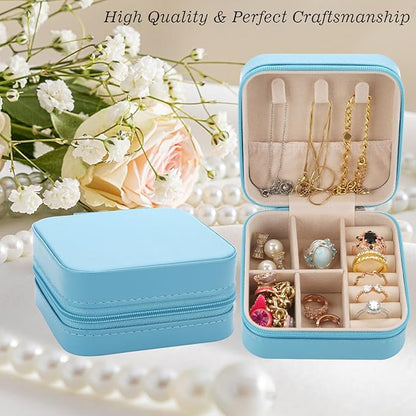 Bridesmaid Proposal Gifts Travel Jewelry Case Jewelry Travel Organizer Small Bachelorette party Jewelry Box Bridesmaid Gift Boxes Mini Storage Organizer Storage Box (8, White&Sage Green)