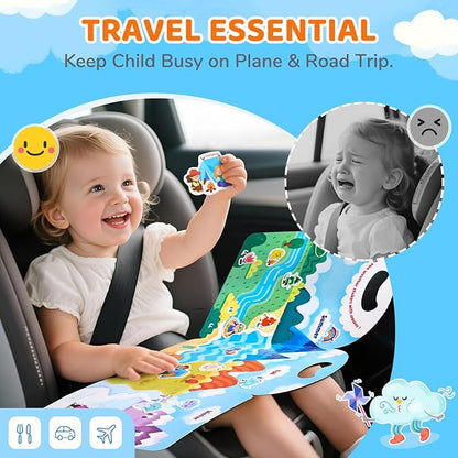 JoyCat Reusable Sticker Book - Jelly Stickers for Toddlers, Kids Sticker Activity Book, Travel Toys for Road Trip, Car & Airplane, Educational Learning Gifts for Boys and Girls Ages 3-5 (Weather)