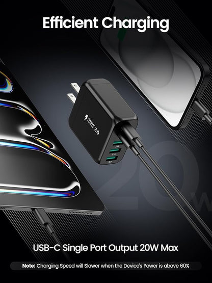 USB C Charger Block, [2-Pack] Type C Charger Fast Charging,50W 5-Port USB Wall Charger Multiport Type C Charging Block Cube for iPhone 17/16/15/14/13/12/11 Pro Max XS, iPad, Samsung & More