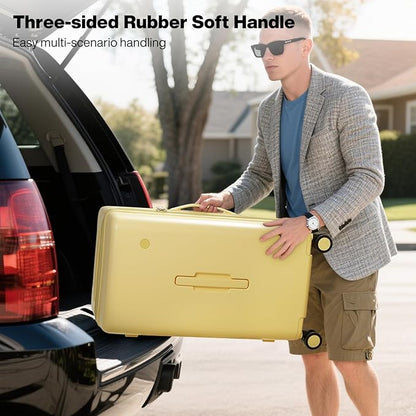 mixi 26'' Max Trunk Luggage Large Checked Luggage PC Hard Shell Rolling Travel Suitcases with Spinner Wheels & TSA Lock, Lark Yellow