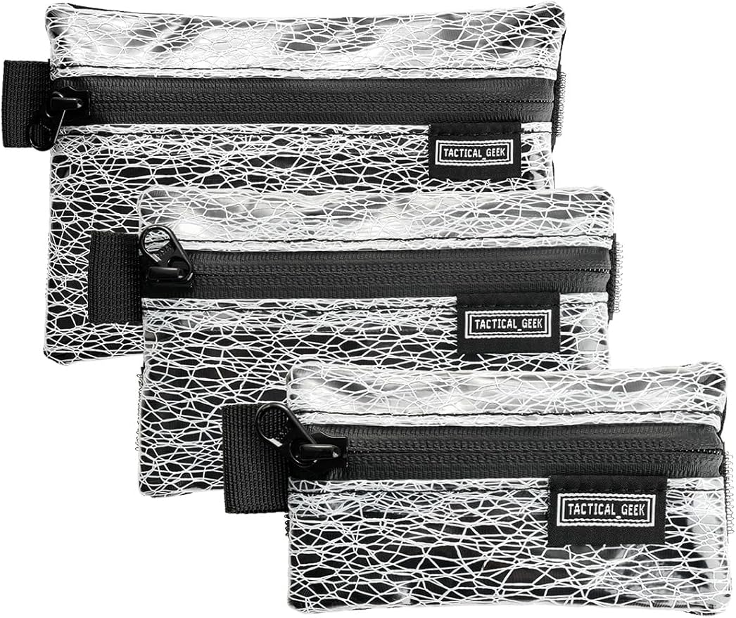 TACTICAL_GEEK Storage A5 EDC Storage Pouch Set, Molle EDC Gadget Pouch, Multi-Functional Utility Small Tool Pocket for Daily Carry (Transparent Grid)