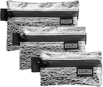TACTICAL_GEEK Storage A5 EDC Storage Pouch Set, Molle EDC Gadget Pouch, Multi-Functional Utility Small Tool Pocket for Daily Carry (Transparent Grid)