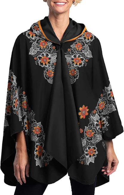 RainCaperLaurel Burch Womens Rain Cape Poncho with Hood - Reversible