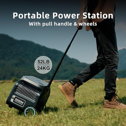 IEE 3200W/2048Wh Solar power station With 200W Solar Panel,P3200 Solar Generator(6400W Peak),1800W Super Fast Charging,APP Control Emergency Power Station for Home, Camping, Power Outages