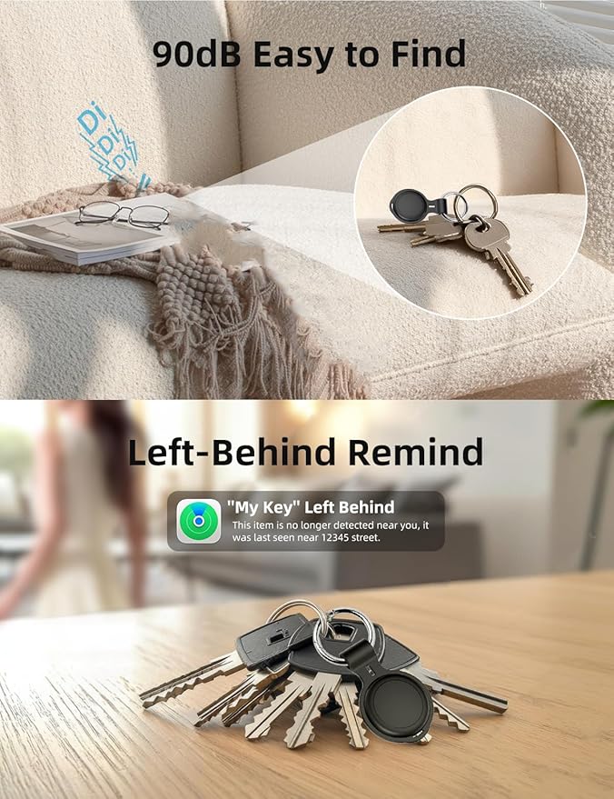 Air Tracker Tags 4 Pack, Bluetooth Tracker Smart Tag, Key Finder Locator with Sound Works with Apple Find My (iOS Only), Item Finders for Luggage Wallet Bags Suitcases, Waterproof Tracking Tags Device