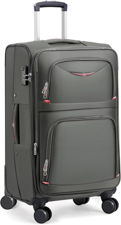 Softside Expandable Luggage with 4 Spinner Wheels, Durable Checked-Luggage Suitcase (Gray, 29-Inch)