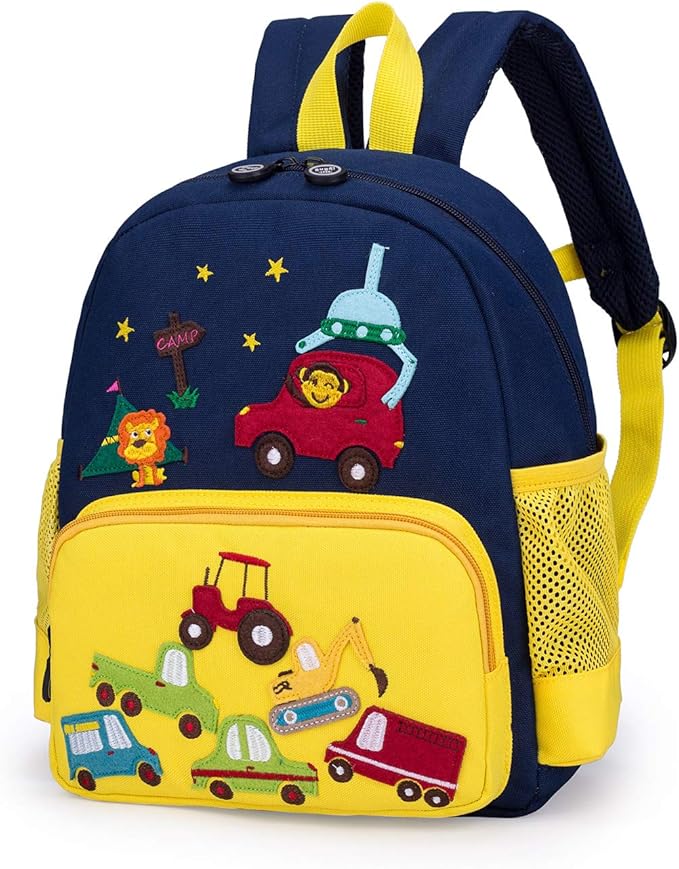 Willikiva Cute Zoo Little 3D Backpack Kids Backpack for Boys and Girls Toddler Backpack Waterproof Preschool Yellow Car One Size