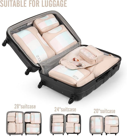 Veken 8 Set Packing Cubes, Gifts for Women Mom Her, Christmas Personalized Cruise Ship Travel Essentials Accessories for Beach Vacation, Suitcase Organizer Bags for Luggage with Hanging Toiletry Bag