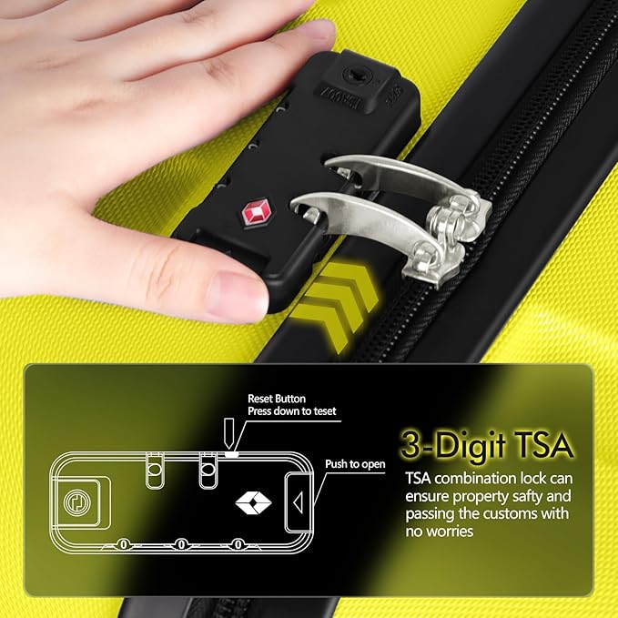 AnyZip Luggage PC ABS Hardside Lightweight Suitcase with 4 Universal Wheels TSA Lock Checked-Large 28 Inch Yellow