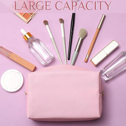 Cunno 100 Pcs Makeup Bags Bulk PU Leather Cosmetic Pouch Christmas Small Pouch Bag DIY Toiletry Bags Preppy Aesthetic Travel Storage Organizer for Women Travel Christmas Party Gift(Pink)