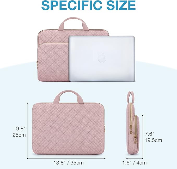 BAGSMART Laptop Case Compatible with 13-13.3 inch Notebook,Compatible with MacBook Pro 14 Inch,MacBook Air,Protective Carrying Bag with Pocket,Handles,Pink