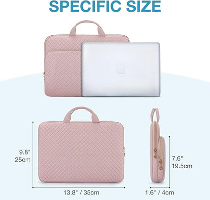 BAGSMART Laptop Case Compatible with 13-13.3 inch Notebook,Compatible with MacBook Pro 14 Inch,MacBook Air,Protective Carrying Bag with Pocket,Handles,Pink