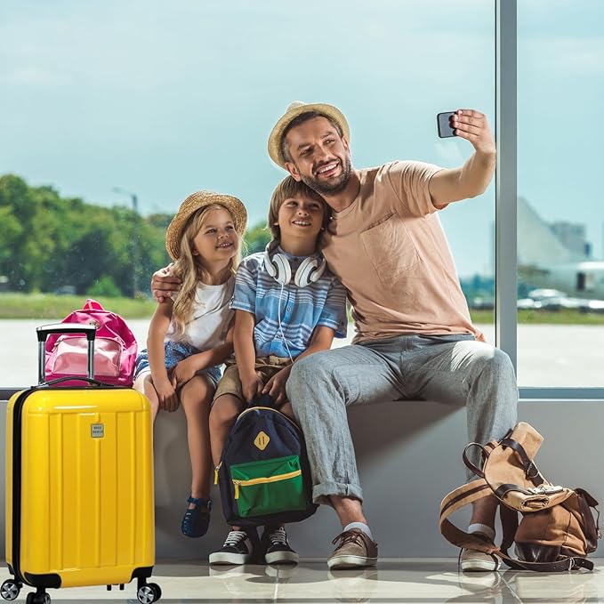 World Traveler VentureX Airline Approved 20-Inch Carry-On Luggage – Lightweight Hardside Polycarbonate Suitcase with Spinner Wheels - Contour Yellow
