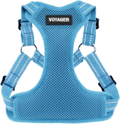 Best Pet Supplies Voyager Mesh Dog Breathable Harness Reflective Stitching, All Weather Adjustable for Walking Training, or Running - Heavy Duty & Durable, Harness (Baby Blue), M