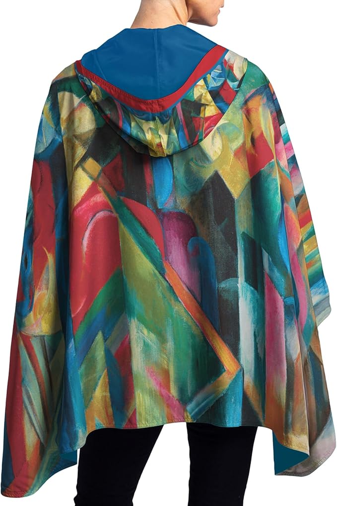 RainCaper Franz Marc Stables Womens Rain Cape Poncho with Hood Reversible