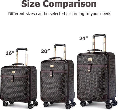 feilario 2Pcs Leather Business Spinner Wheel Luggage Waterproof Carry-On Suitcase with TSA Lock - Capacity 36-55L