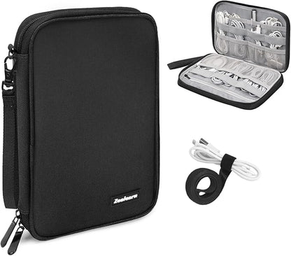 Cord Organizer Travel, Cable Bag, Electronics Organizer Travel Case, Tech Carrying Pouch, Charger Carrying Case, Tech Gifts, Black 11B