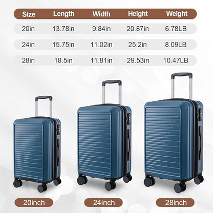 OUZZO Luggage Sets 3 Piece Expandable Suitcase Sets with Double Spinner Wheels Hardshell Lightweight PC Checked Luggage set TSA Lock for Family Trips, Business,Vacation