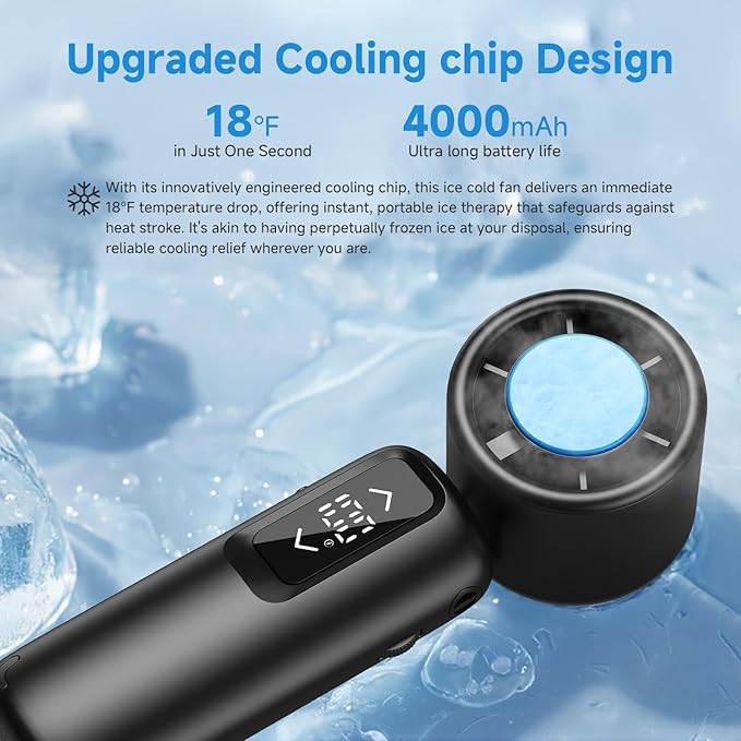 Portable Handheld Turbo Fan, 1-100 Gear Wind, Battery Operated, Up to 23 Working Hours, 3 IN 1 Personal Fan with Air Turbo Tech, Cooling Essentials for Indoor/Outdoor (Metallic Glossy Black)