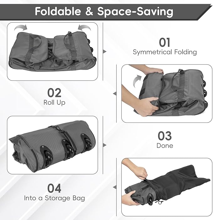 116L Foldable Rolling Duffel Bag with 3 Wheels And Handle, 30 inch Large Travel Duffle Bag for Travel, Camping, Outdoors