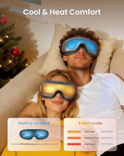 RENPHO Christmas Limited Edition Eye Massager with Heat and Cooling, White Elephant Christmas Birthday Gifts for Mom Dad Women Men Her Him, Eyeris 3 Voice Control, Eye Care Sleep Mask for Migraines