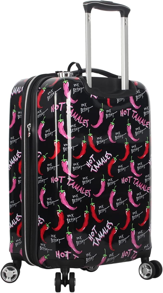 Betsey Johnson Designer 20 Inch Carry On - Expandable (ABS + PC) Hardside Luggage - Lightweight Durable Suitcase With 8-Rolling Spinner Wheels for Women (TAMALE, 20in)
