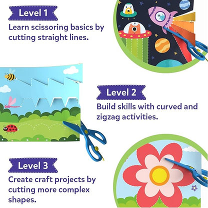 Skillmatics Scissor Skills Activity Book - Snip Snip, Stocking Stuffers, 25 Fun Cutting & Creative Activities, Fine Motor Skills, Felt Craft Kit, Christmas Gifts for Kids Ages 3, 4, 5, 6, 7