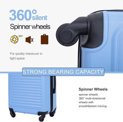 Travelhouse Luggage Sets Hardside Suitcases 24in/28in, Carry on 20in,3 Piece Set Travel Luggages Clearance with Double Spinner Wheels TSA Lock Lightweight (light blue)