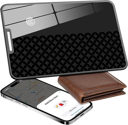 Compatible with AirTag Wallet Tracker, Smart Card Finder, Apple MFi Compatible (iOS Only), App Controlled Anti Loss GPS Tracker, IP68 Waterproof, Item Locator for Luggage Tags, Purses, Black