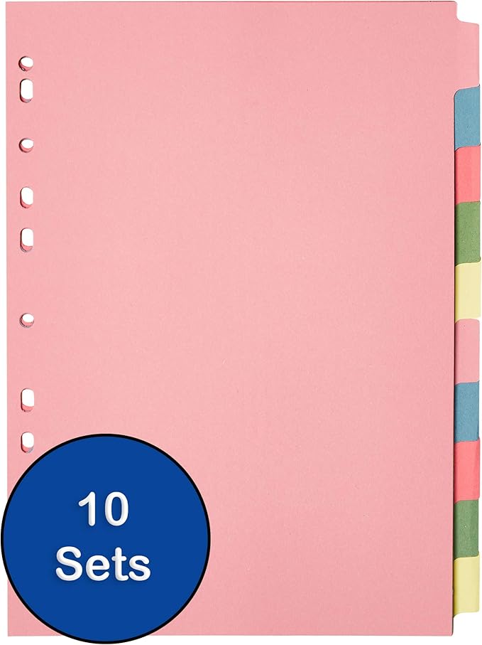 10 Tab Dividers for 3 Ring Binder – 10 Dividers Set with Tabs, Perfect for Organizing Documents, Binder Tab Dividers for Easy Filing (10 Pack)