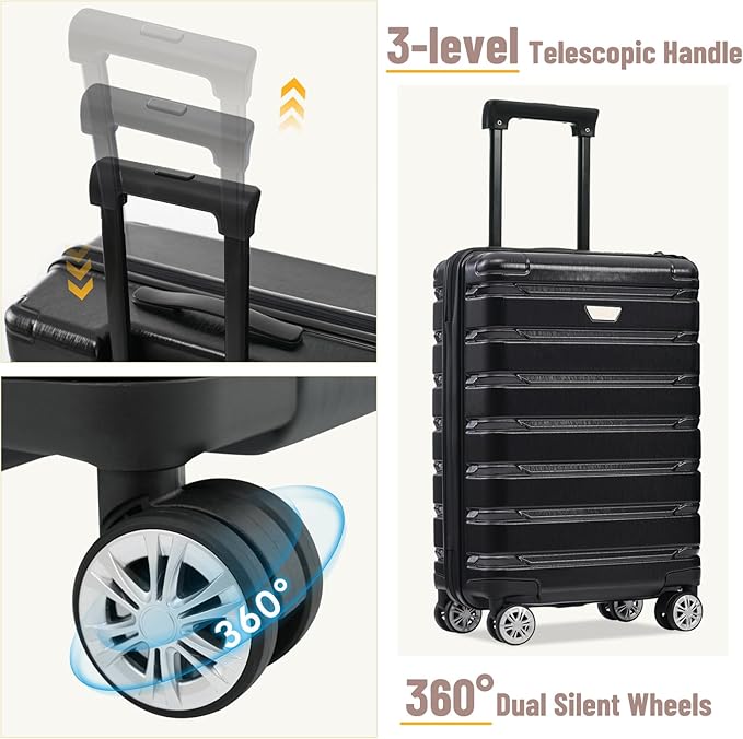 Suitcase Sets Hardshell Luggage Sets ABS Suitcase for Women 3Pc Carry On Luggage