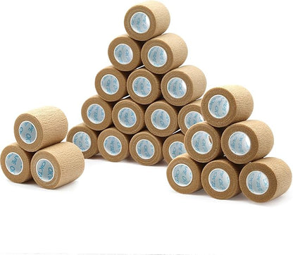 OK TAPE Self Adherent Cohesive Bandages Wrap 24Packs, Non-Woven Self Adhesive Athletic Sports wrap Tape, Vet Wrap Bandages Tape, for Thumb Finger Wrist Ankle (Beige)