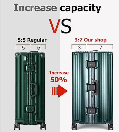 feilario 30in Super Large Captain Aluminum Frame Hardside Spinner Wheels Luggage, Removable Wheels Zipperless Checked Suitcase with Cup Holder/Phone Holder