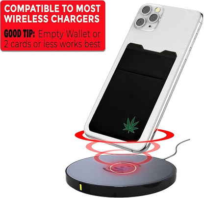 Gecko Travel Tech Double Pocket - Adhesive Card Holder - Cell Phone Pouch - Stick on Spandex Pocket - Carry Credit Cards and Cash (Weed)