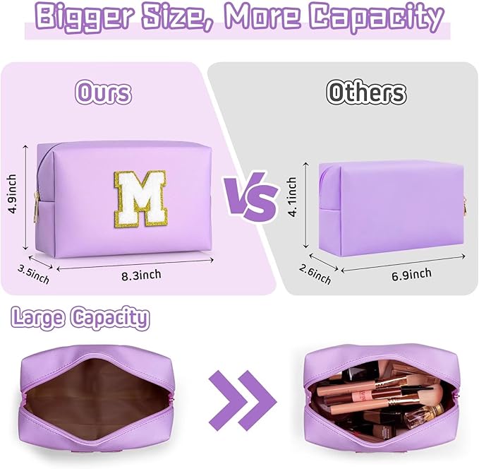 TOPEAST Mom Gifts for Mom, Personalized Initial Makeup Bag Cosmetic Bags for Women Cute Purple Makeup Pouch Birthday Gifts for Mom Mothers Gifts (Purple A)