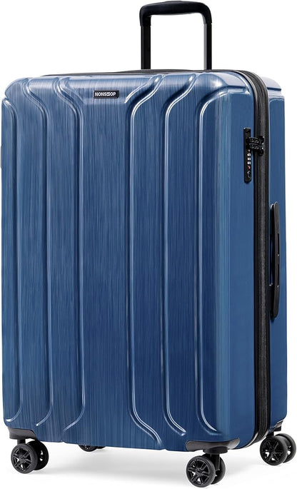 NONSTOP New York Elite Luggage Expandable Lightweight Spinner Wheels hard side shell Travel Suitcase Set, TSA Lock, Double USB Port, 3 packing cubes, Denim Blue, 3-piece Set (20/24/28)