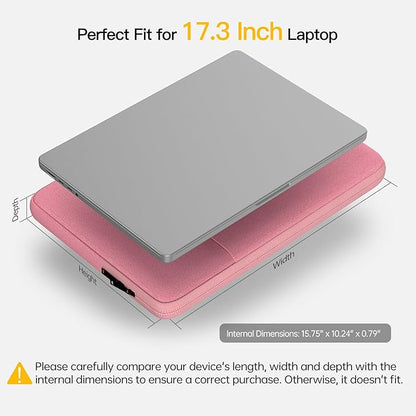 17.3 Inch Laptop Case Sleeve for Dell Inspiron 17/Dell G3 G7 17.3, HP Envy 17/Pavilion 17, Lenovo ideapad 17, Acer Predator 17, MSI GS75, 17.3 inch Computer Carrying Bag -Pink