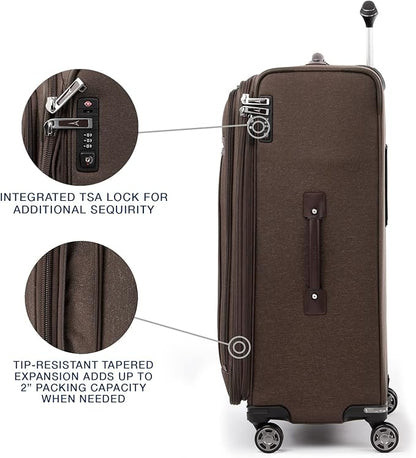 Travelpro Platinum Elite Softside Expandable Checked Luggage, 8 Wheel Spinner Large Suitcase, TSA Lock, Men and Women, Rich Espresso Brown, Checked Large 29-Inch