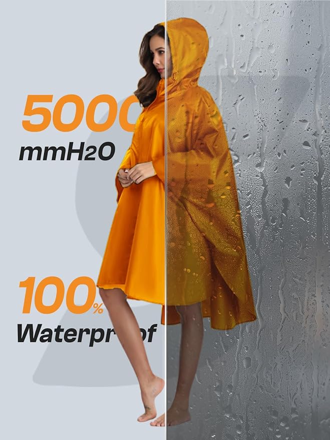 SaphiRose Unisex Rain Poncho Waterproof Raincoat Hooded for Adults Women with Pockets