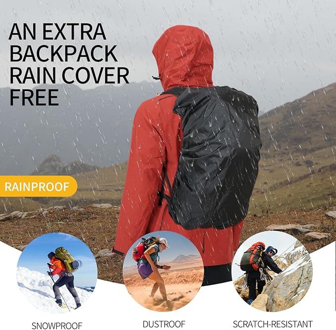 IX INOXTO Hiking Backpack for Men and Women, 30L Waterproof Camping Backpack with 3L Water Bladder and Rain Cover, Lightweight Outdoor Sport Travel Daypack Rucksack for Climbing Cycling (Dark green)