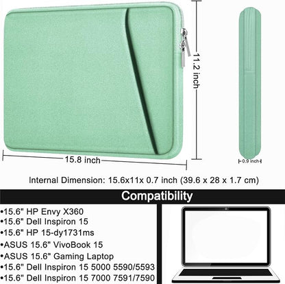 Askuko Laptop Case, Shockproof Protective Computer Sleeve Cover, Handbags Portable Laptop Bag for 15.6 inch HP Dell Asus Lenovo Notebook Computer with Front Pocket, Light Blue