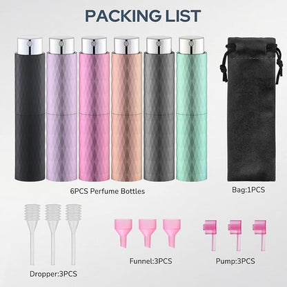 Travel Perfume Bottle Refillable - Cologne Spray Atomizer Mini - Small Travel Size Empty Sprayer for Refill Sample Container - Portable Fragrance Decant Dispenser for Women Men 8ml 6PCS Matte