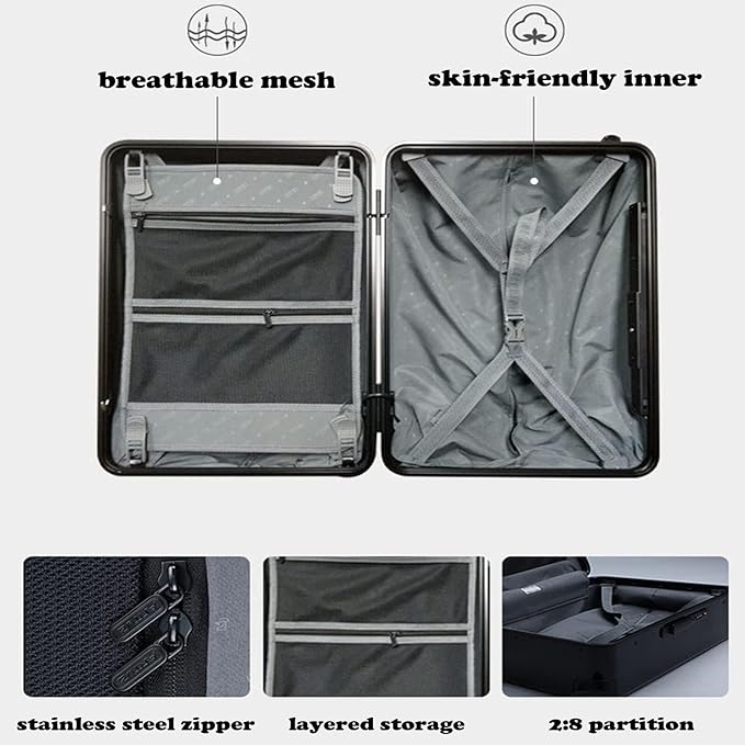 Electric Suitcase That Follows You, Smart Fingerprint Unlock Riding Trolley Case with Mobile Charging, Hardside Luggage with Auto Follow, APP Control (B)