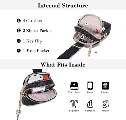 INICAT Small Anti Theft Crossbody Bags for Women, Vegan Leather Sling Cross Body Purse Travel Essentials Teen Girl Gifts