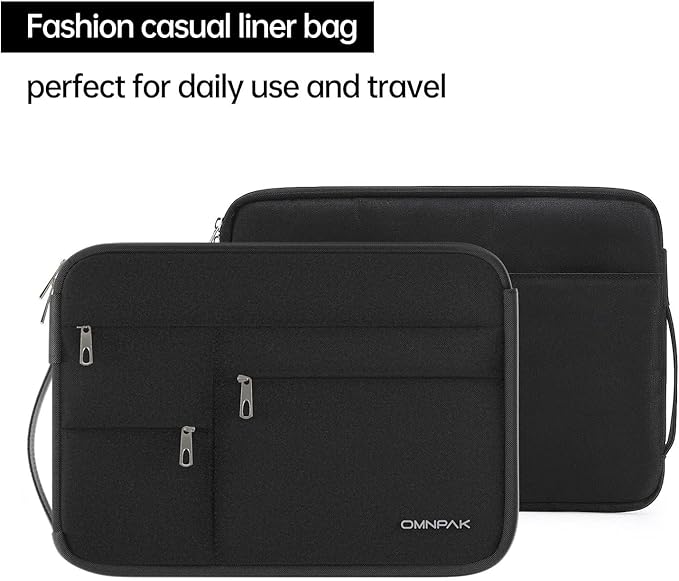 Omnpak for 15.3 inch MacBook Air Case Sleeve Compatible with 16 inch MacBook Pro M4/M3/M2/M1 Pro/Max,Multi Pockets with Side Handle Protective Carrying Case for 15 inch MacBook Air M4/M3/M2