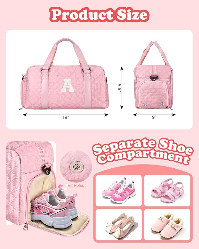 Personalized Duffle Bag Women Girls Gift: Letter Carry on bags, Dance Cheer bag Sports for Girl, Kid Gymnastics Bags, Birthday Gifts for Women Kids Teens Mom Friends