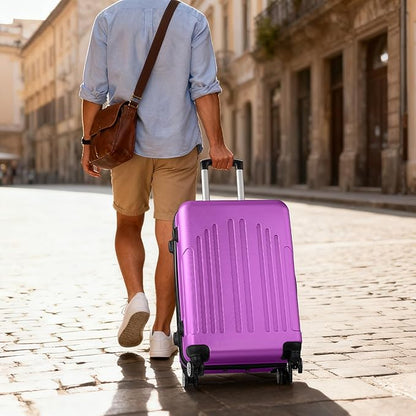 Karl home Carry On Luggage 22x14x9 Airline Approved, ABS Hardshell Suitcase with TSA Lock & Spinner Wheels, Durable Small Suitcase Rolling Luggage for Business Travel, Purple