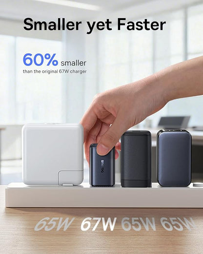 Baseus PICOGO 67W USB C Charger, Smallest 3 Port Fast Charging Block with Foldable Plug, PD/PPS for MacBook Air/Pro, iPhone 17/16/15 Series, Galaxy S25/24, Airpods 4 & More